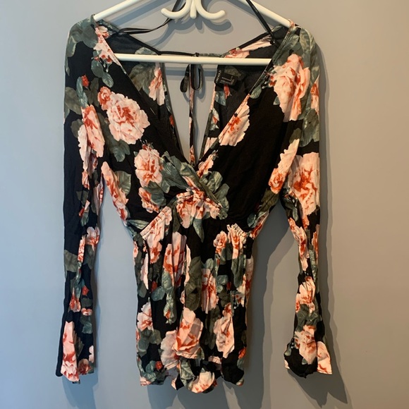 Forever 21 Pants - Forever 21 Floral Long Sleeve Romper